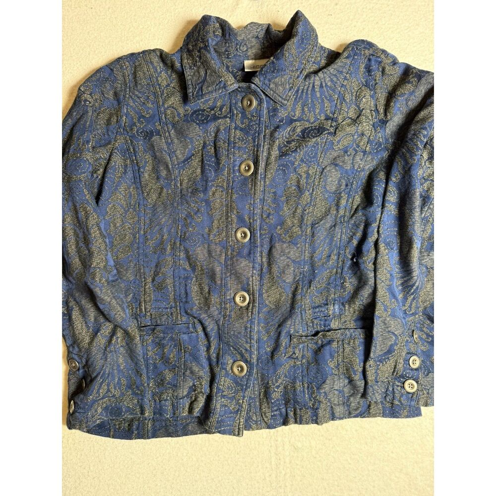 Vintage Chico's Metal Buttons Long sleeve Blue Button-down Women's Size 2